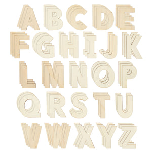 88 Piece Unfinished 3 Inch Wooden Alphabet Letters for Wall, DIY Crafts, 2 Extra Sets of AEIOU