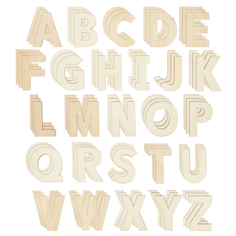 Unfinished Wooden Letters, Symbols, Storage Tray, 3 Inch Alphabet (112  Pieces)