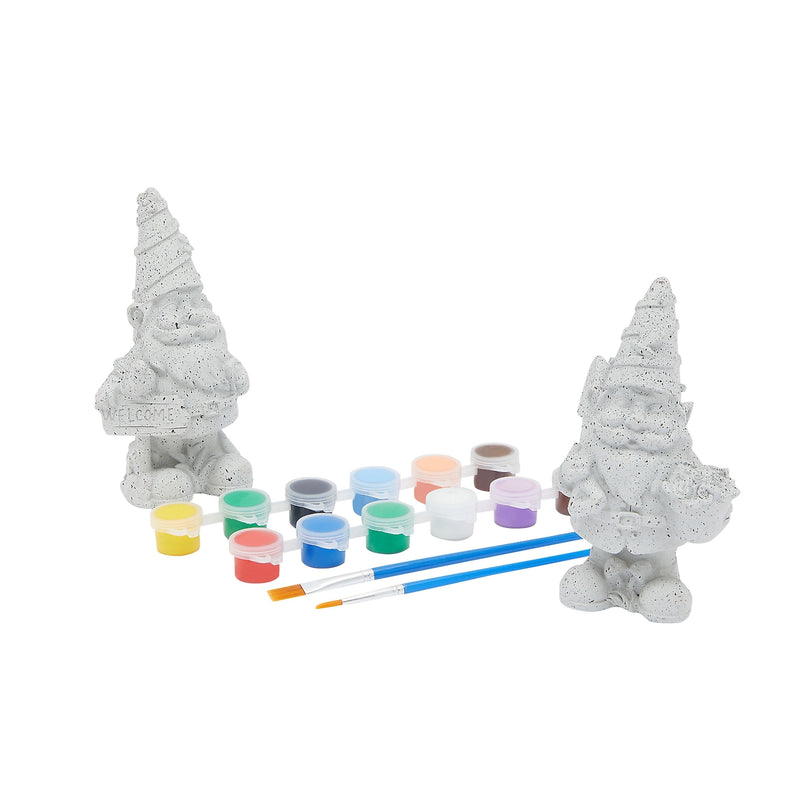 Gnomes Ceramic Painting Kit for Kids Adults and Teens with 3ml Paint Pod Strips, 2 Brushes, 2 Ready-To-Paint Ceramics