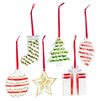 24 Pack Clear Acrylic Christmas Ornaments, 3" DIY Blank Ornaments with Red Ribbon, 6 Holiday Designs