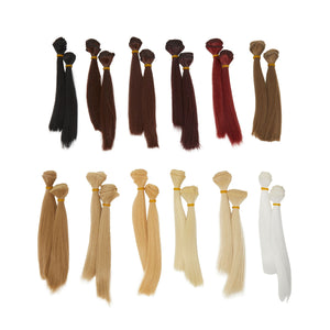24-Pack Straight Synthetic Doll Hair Wefts, 39.4x5.9-Inch Faux Hair Extensions in 12 Colors for Making Dolly and Figurine Wigs, Rerooting, Crafting and Art Supplies (Natural Colors)