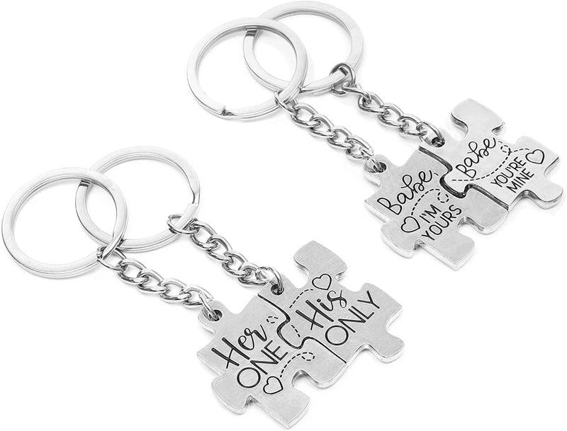 Puzzle Piece Couples Keychains for Bags, Purses, Keys (1 x 3.3 Inches, 6 Pairs, 12 Count)