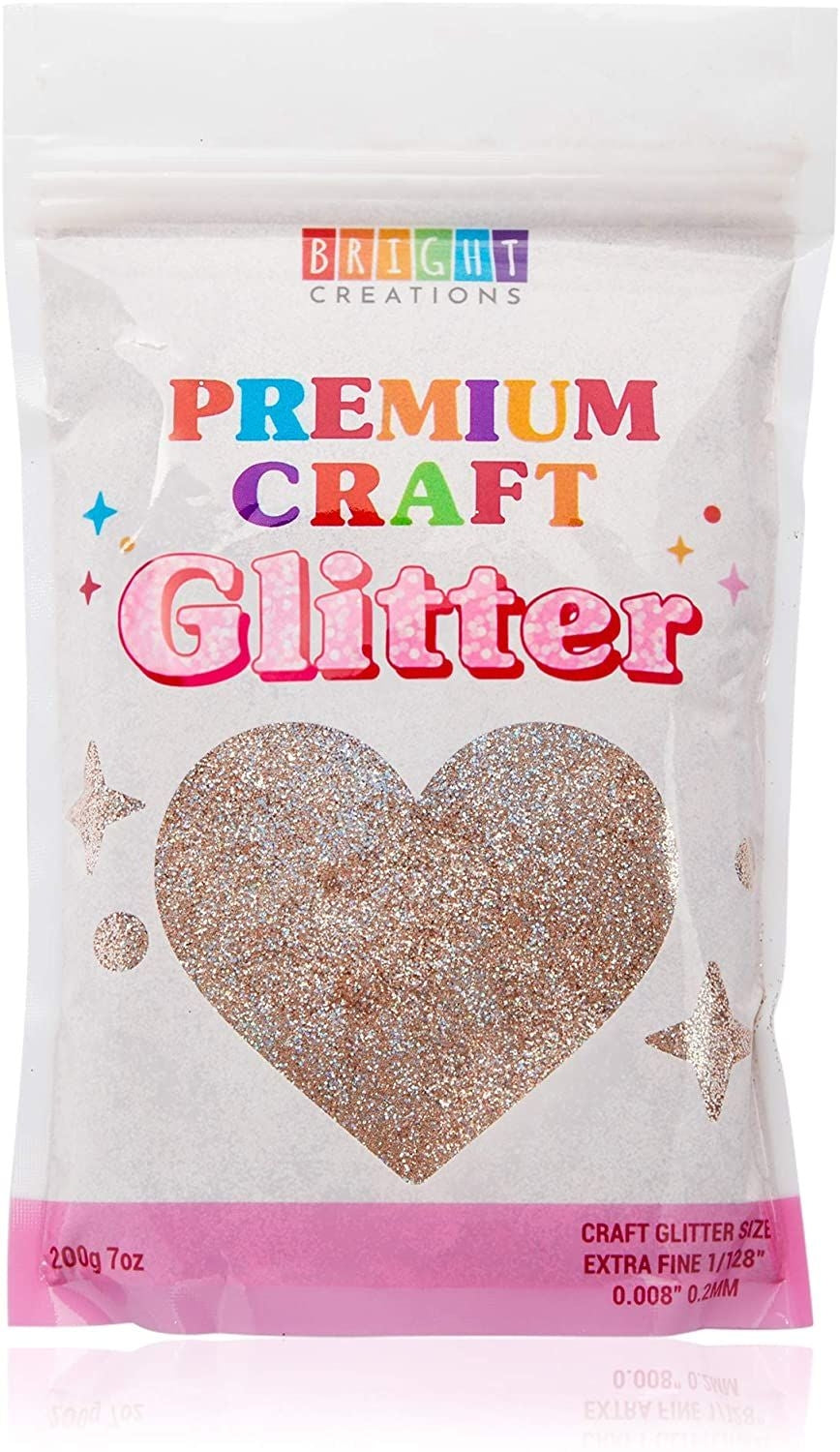 7 Ounces/200 Grams Fine Holographic Glitter Powder, 0.2mm Loose Glitter Flakes for Arts and Crafts, Makeup and Nail Art, Flamboyant Polychromatic Paint Additive (Rose Gold)