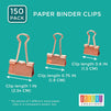 150 Pack 3 Sizes Rose Gold Binder Clips Paper Clamps Assorted Size Small, Medium, Large File Clips for Office School Supplies