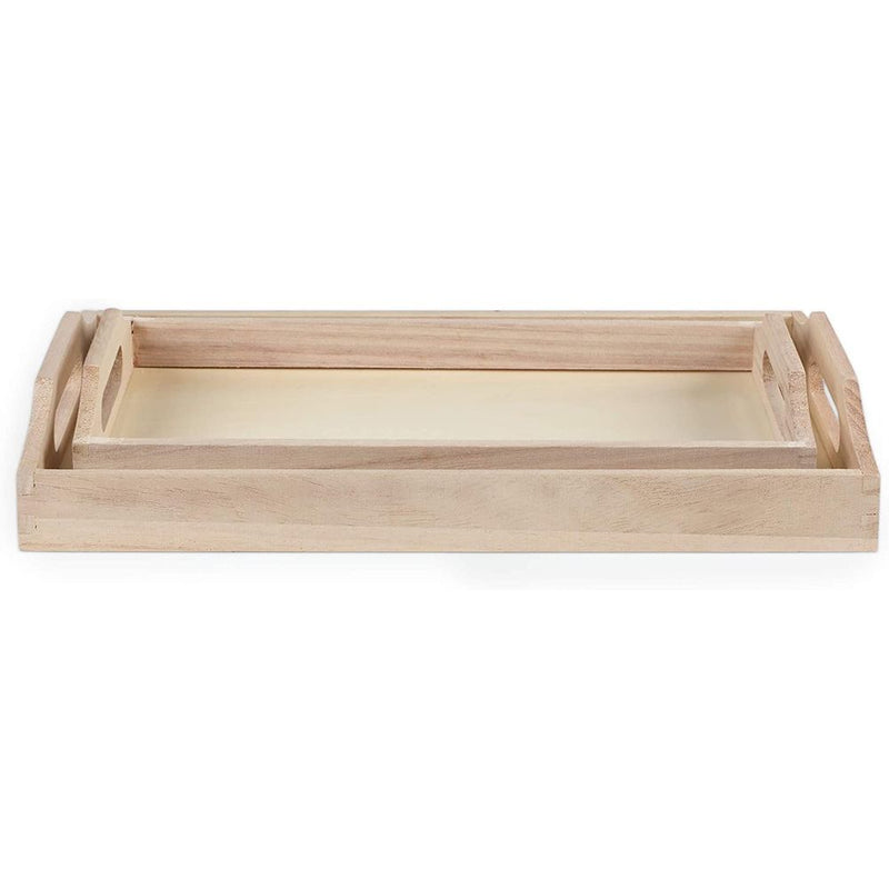 Lightweight Wooden Trays with Handles for DIY Crafts, Decorating (2 Sizes, 2 Pack)