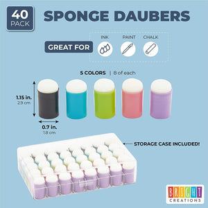 40 Pack Finger Painting Sponge, Daubers for Stamping, Ink Blending Tool for Arts and DIY Crafts (1 In)