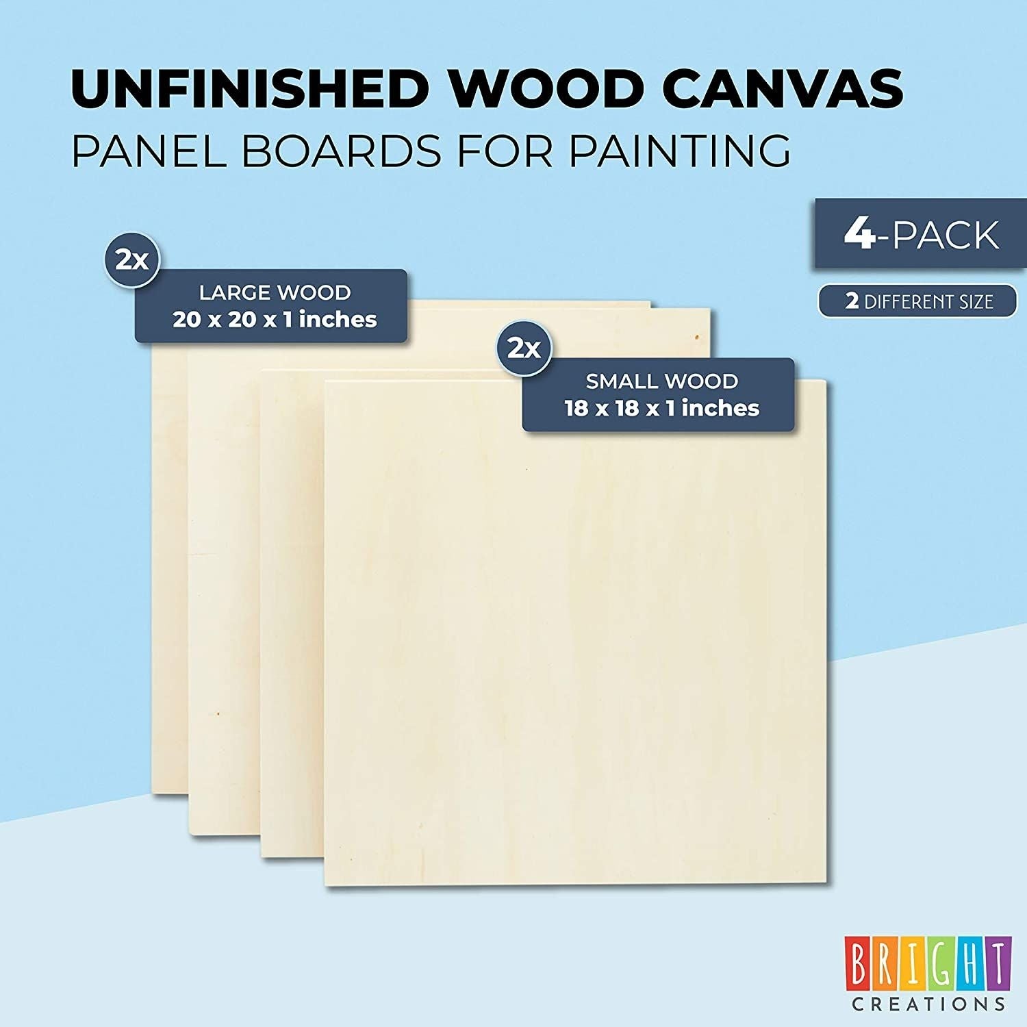 Set of 8 Unfinished Wood Canvas Boards for Painting, Wooden Panels for  Crafts, DIY Signs in 4 Sizes