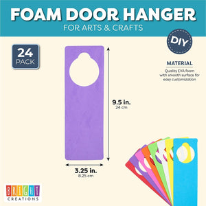 EVA Foam Door Hangers for DIY Crafts, 8 Colors (3.25 x 9.5 Inches, 24 Pack)
