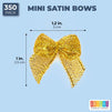 350 Pack Mini Gold Satin Ribbon Bows with Self-Adhesive Tape for Crafts, Gift Present Wrapping, Christmas Wreath, 1.5"