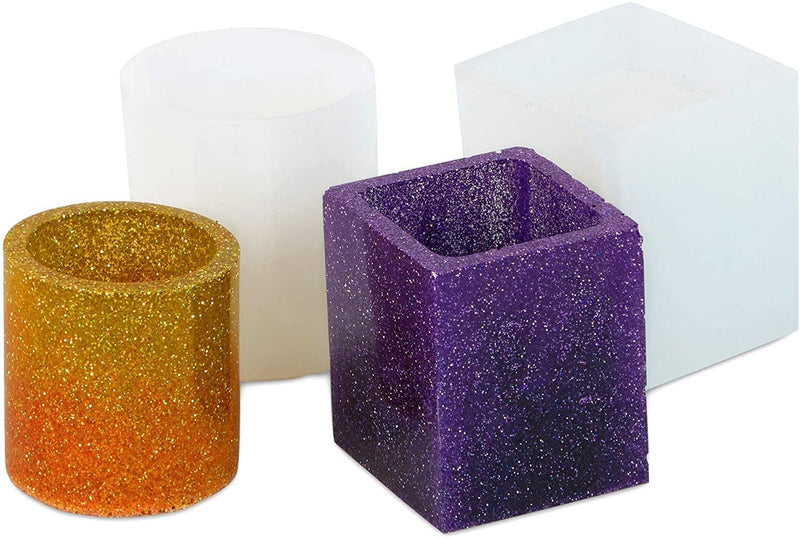 Silicone Resin Cup Forms for DIY Cylinders and Cubes (2.5 In, 2 Pack)