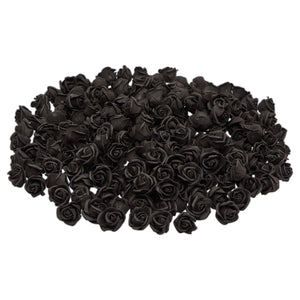 Mini Black Roses for Crafts, Artificial Flower Heads for Decoration (1 In, 200 Pack)