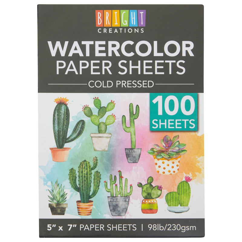 Cold Press Watercolor Paper, Bulk for Kids, Artists, Students (5x7 In, 100 Sheets)