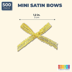 500pcs 1.2" Gold Mini Bibbon Bows Appliques for DIY Crafts, Gift Wrapping Accessories and Scrapbooking