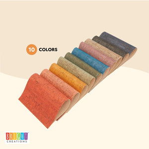 Cork Leather Sheets for Crafts, Sewing Fabric in 10 Colors (7.8 x 11.7 In, 10 Pack)