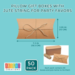 Kraft Paper Pillow Gift Box Set (50 Pack)